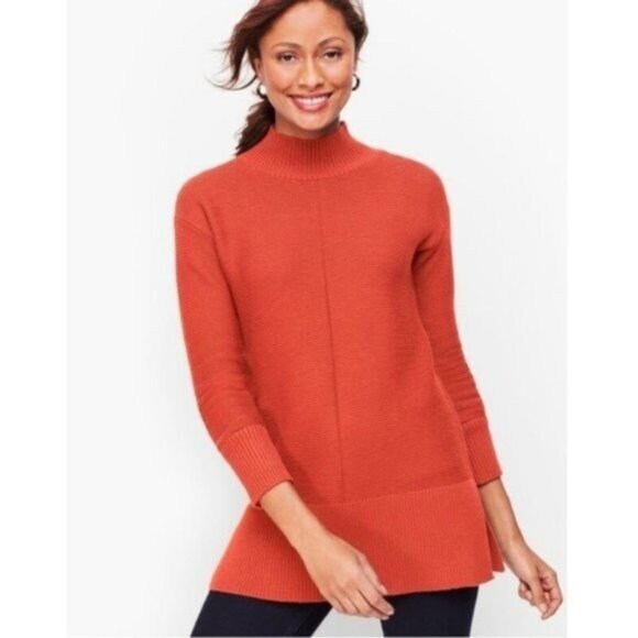 Talbots Rust Orange Pullover Turtleneck Sweater Mockneck - Picture 1 of 6